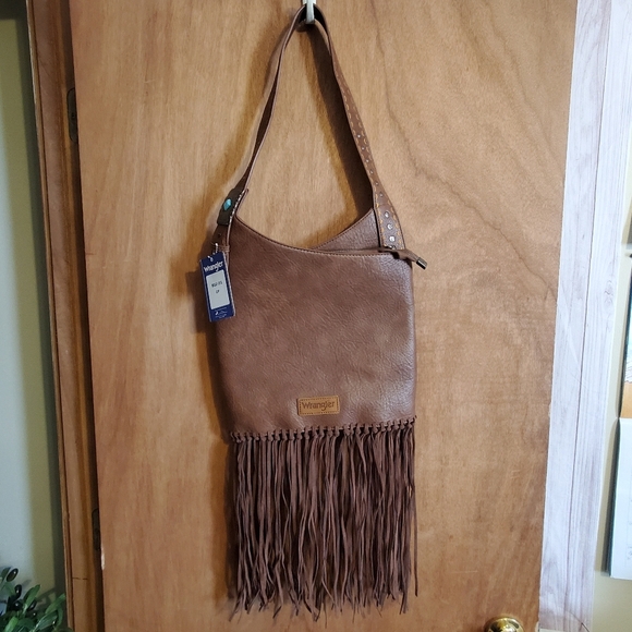 Wrangler Handbags - Wrangler Brown NWT Studded Hobo Fringe. Faux Leather. Western.